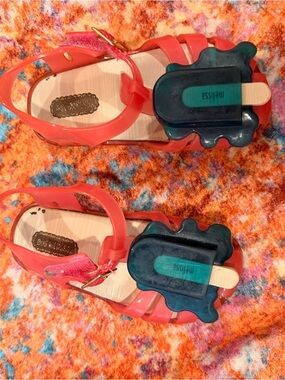 Mini Melissa Popsicle Jelly Sandals Pink Toddler Size 8 Ice Cream Summer